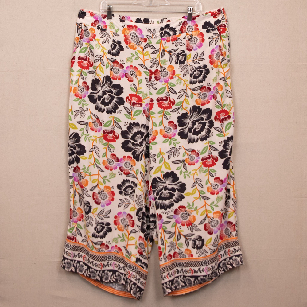 Cynthia Rowley floral sleeves top and wide cropped leg pant set-2X - Picture 6 of 8